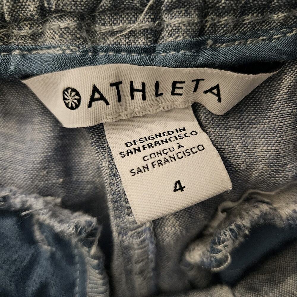 ATHLETA Retreat Jogger Pants Womens Sz 4 Blue Chambray Linen Lightweight - Picture 5 of 6